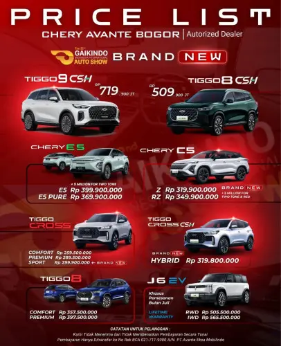 Pricelist Harga Chery cilangkap 2025